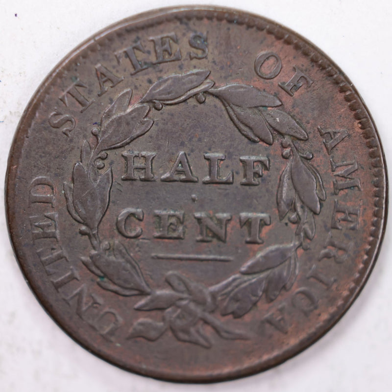 1828 Draped Bust Half Cent, Extra Fine Circulated Coin. Store