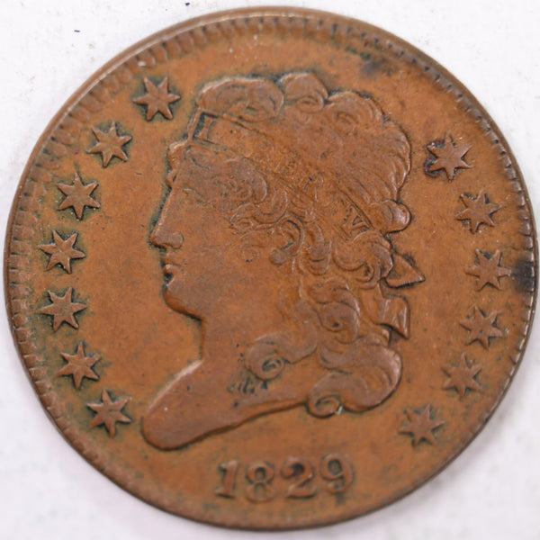 1829 Draped Bust Half Cent, Extra Fine Circulated Coin. Store #B829.01