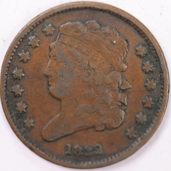 1832 Draped Bust Half Cent, Very Fine Circulated Coin. Store #B832.01