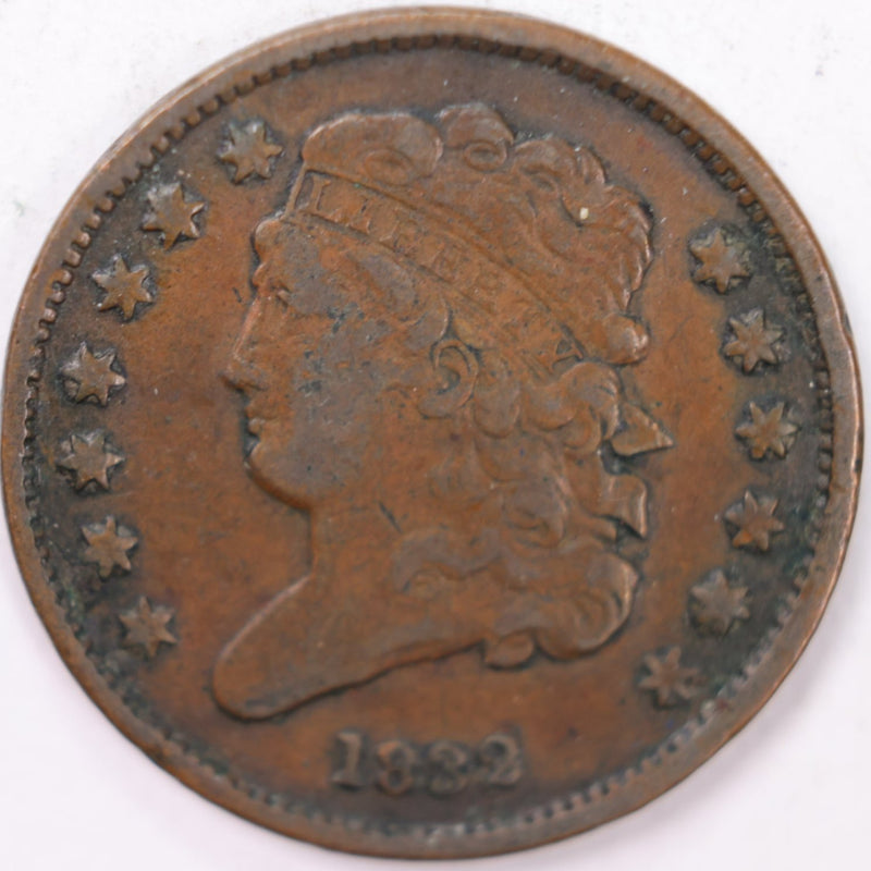 1832 Draped Bust Half Cent, Very Fine Circulated Coin. Store