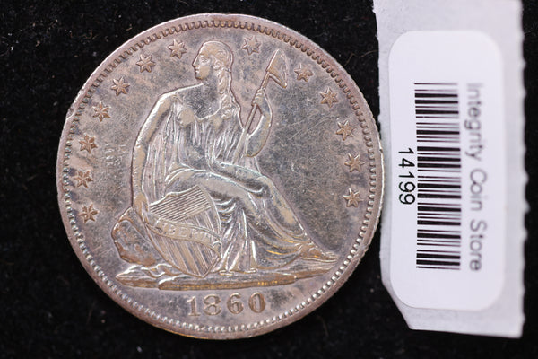 1860-O Seated Liberty Half Dollar, Affordable Collectible Circulated Coin, Store #14199