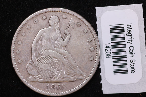 1865-S Seated Liberty Half Dollar, Affordable Collectible Circulated Coin, Store #14208