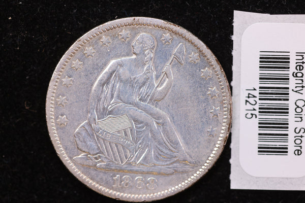 1868-S Seated Liberty Half Dollar, Affordable Collectible Circulated Coin, Store #14215