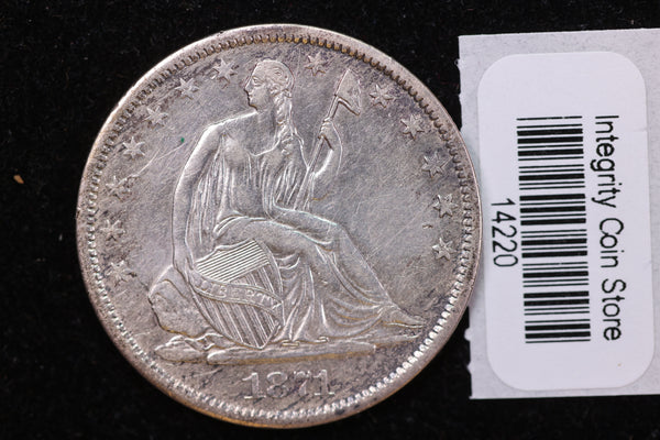 1871-S Seated Liberty Half Dollar, Affordable Collectible Circulated Coin, Store #14220