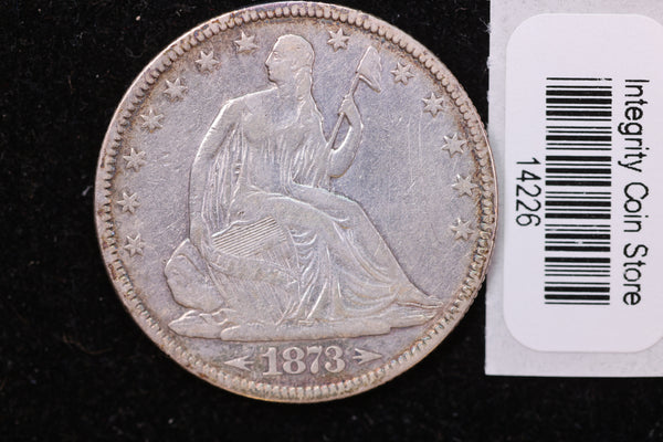 1873 Seated Liberty Half Dollar, Affordable Collectible Circulated Coin, Store #14226