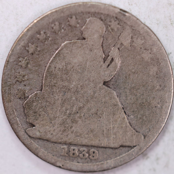 1839-O Seated Liberty Silver Dime, About Good Circulated Coin, Store #d839N01