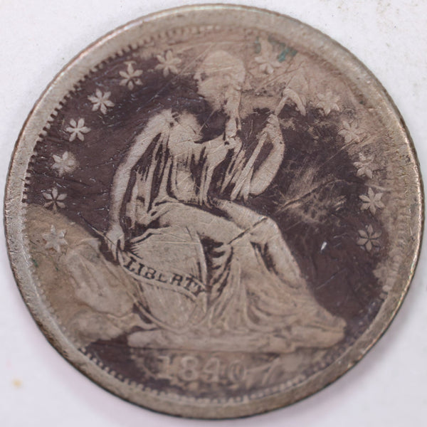 1840 Seated Liberty Silver Dime, Fine Circulated Coin, Store #d840.01