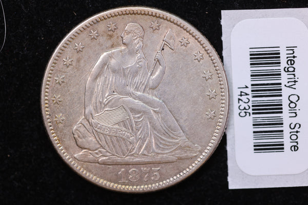 1875-S Seated Liberty Half Dollar, Affordable Collectible Circulated Coin, Store #14235