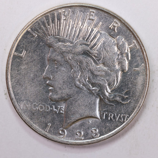 1923-D Peace Silver Dollar., About Uncirculated Condition., Store Sale #9013