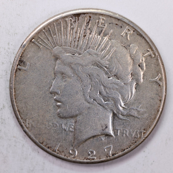 1927-S Peace Silver Dollar., Fine Circulated Coin., Store #9030