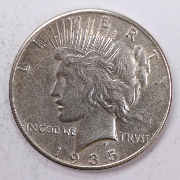 1935 Peace Silver Dollar., Very Fine Details Coin., Store #9037