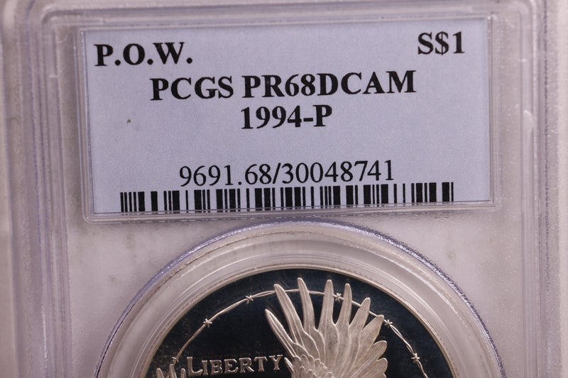 1994 Silver Dollar Commemorative., P.O.W., PCGS PR-68., Store