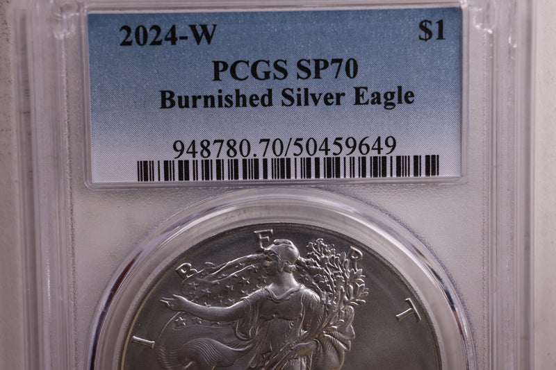 2024-W Burnished American Silver Eagle., PCGS SP-70., Store