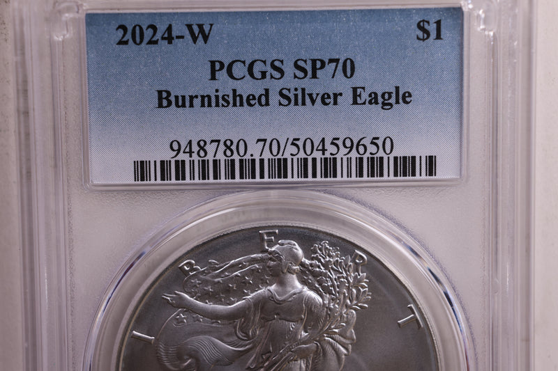 2024-W Burnished American Silver Eagle., PCGS SP-70., Store