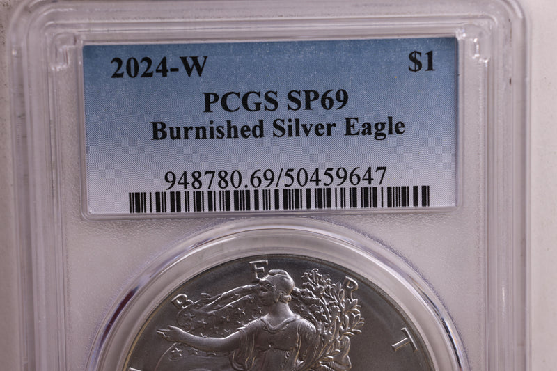 2024-W Burnished American Silver Eagle., PCGS SP-69., Store