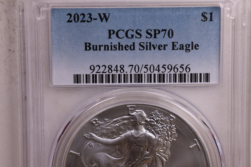 2023-W Burnished American Silver Eagle., PCGS SP-70., Store