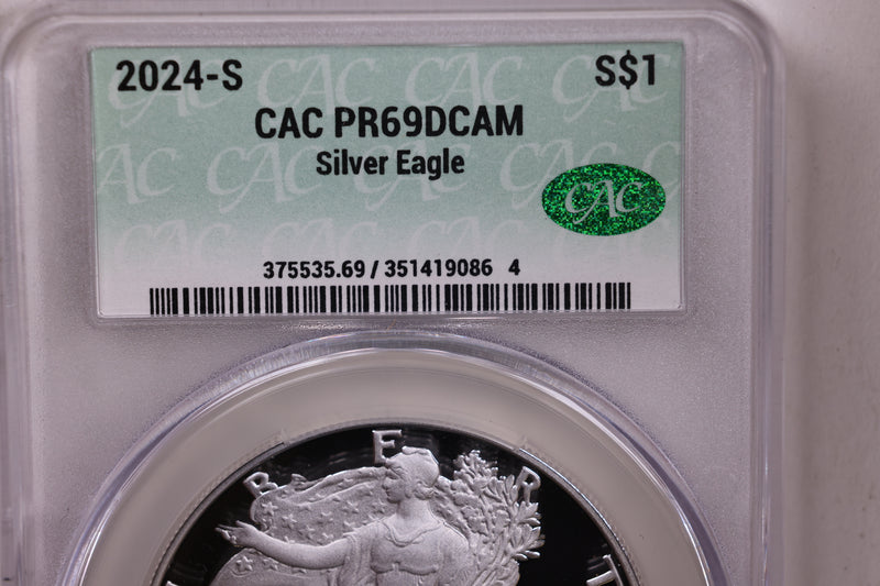 2024-S Proof American Silver Eagle., CAC Grading PR-69., Store