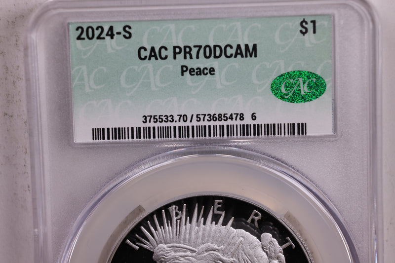 2024-S Proof Peace Silver Commemorative., CAC Grading PR70., Store