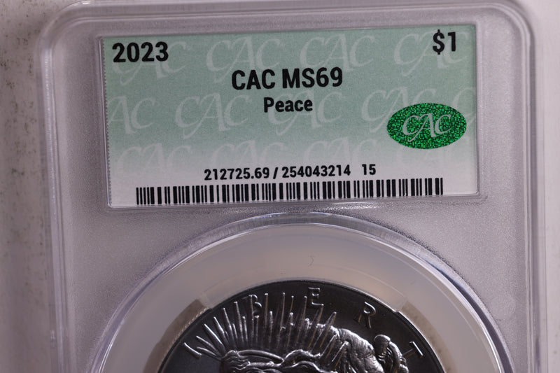 2023 Peace Silver Commemorative., CAC Grading MS-69., Store