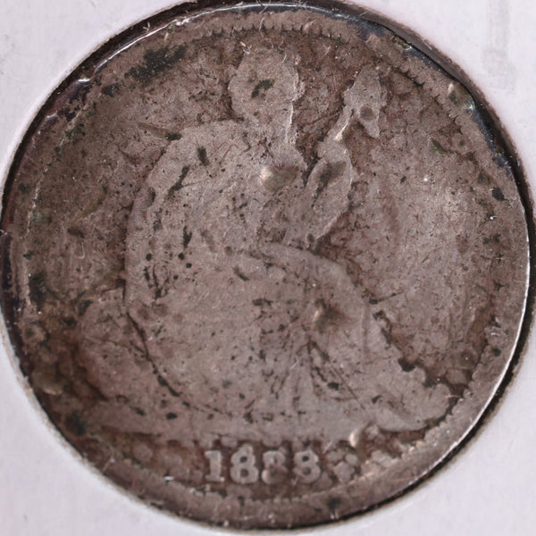 1838-O Seated Liberty Silver Dime, Good Circulated Coin, Store #d838N02