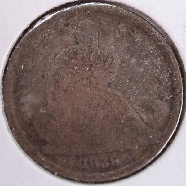 1839-O Seated Liberty Silver Dime, Very Good Circulated Coin, Store #d839N03