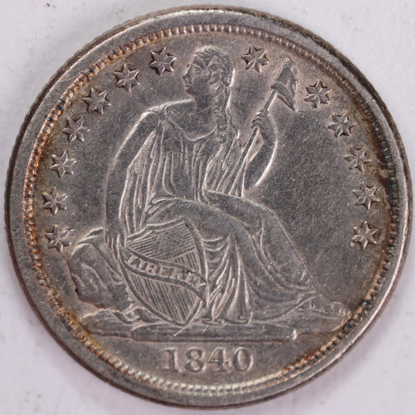 1840-O Seated Liberty Silver Dime, Abt Uncirc+ Circulated Coin, Store #d840N02