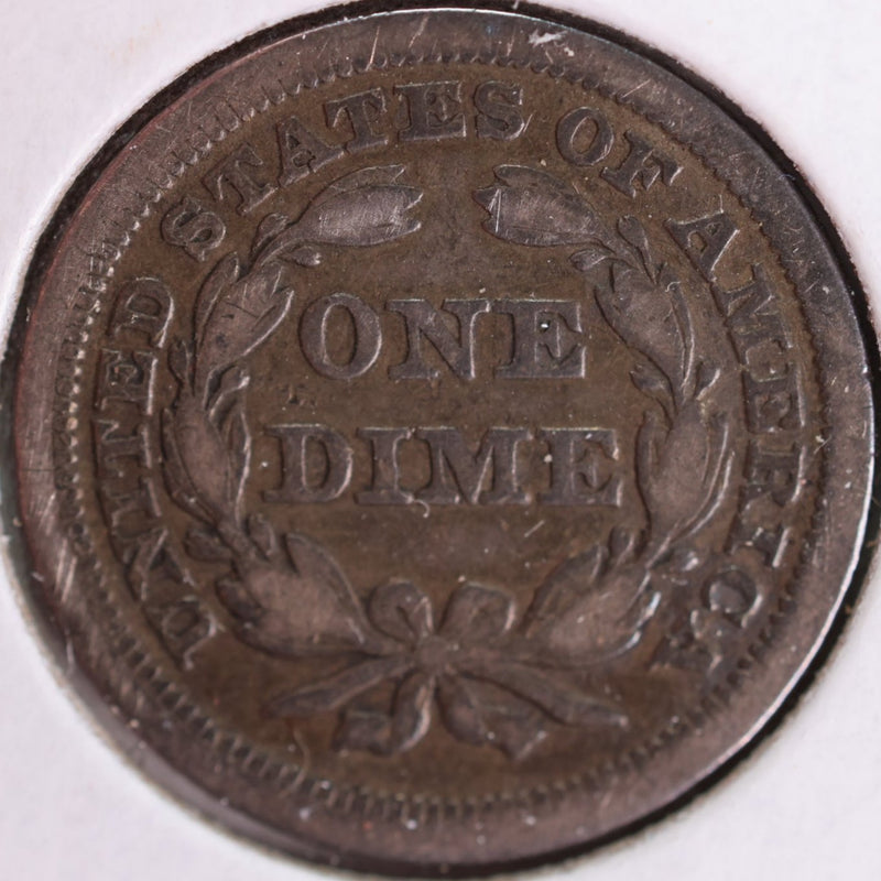 1853 Seated Liberty Silver Dime, Fine Circulated Coin, Store