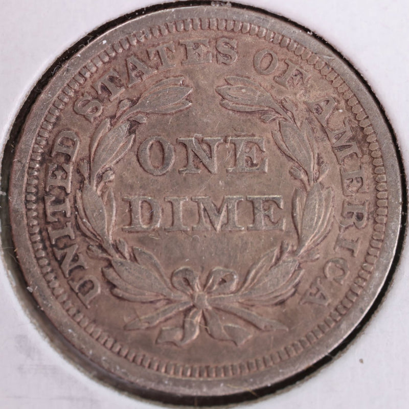 1853 Seated Liberty Silver Dime, Abt Uncirc Coin, Store