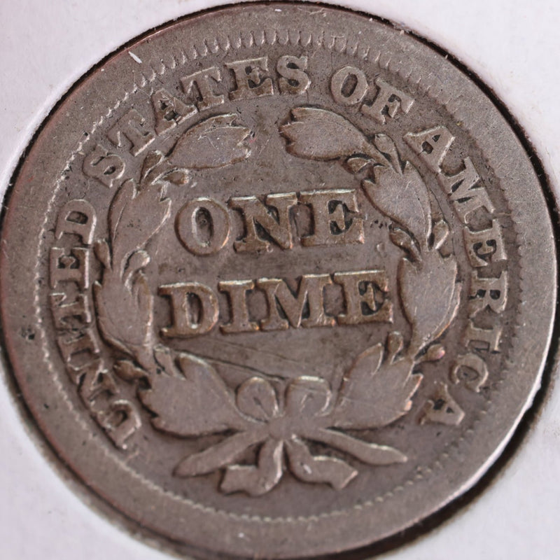 1853 Seated Liberty Silver Dime, Fine Circulated Coin, Store