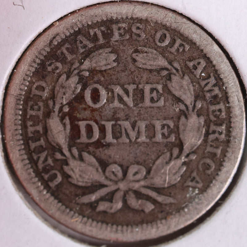 1853 Seated Liberty Silver Dime, Fine Circulated Coin, Store