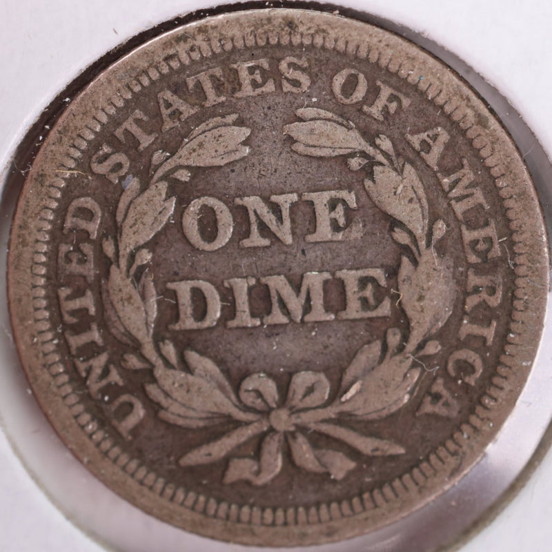 1854 Seated Liberty Silver Dime, Fine Circulated Coin, Store