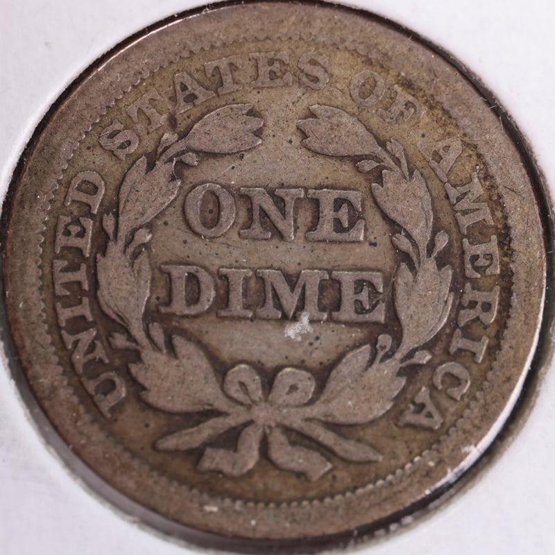 1856 Seated Liberty Silver Dime, Very Fine Circulated Coin, Store