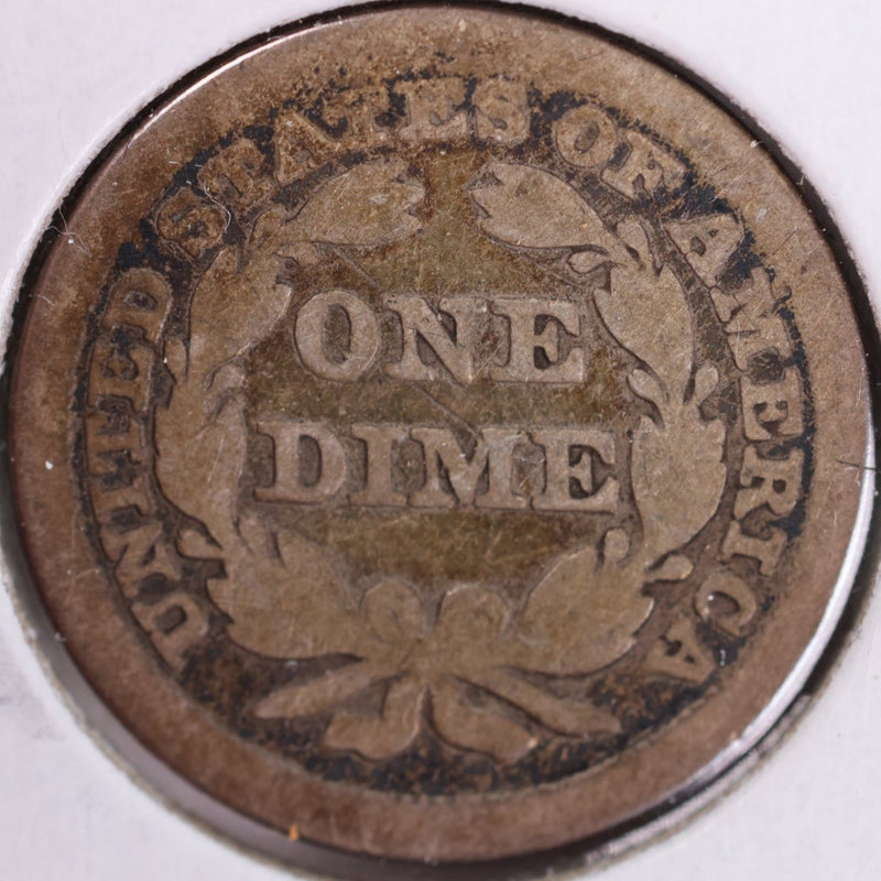 1856 Seated Liberty Silver Dime, Very Good+ Circulated Coin, Store