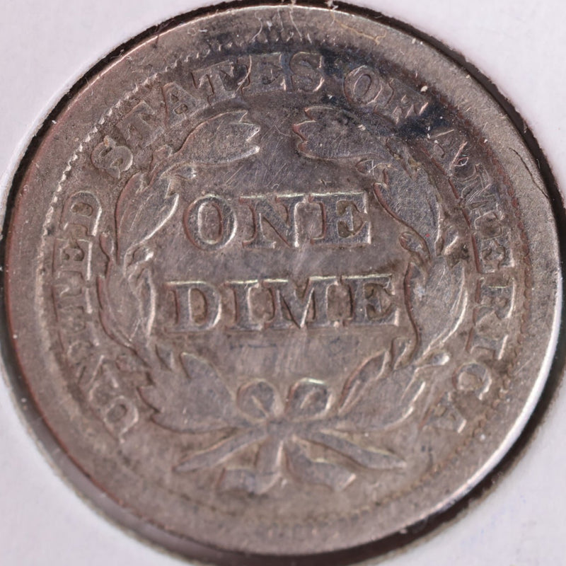 1856 Seated Liberty Silver Dime, Very Fine Circulated Coin, Store