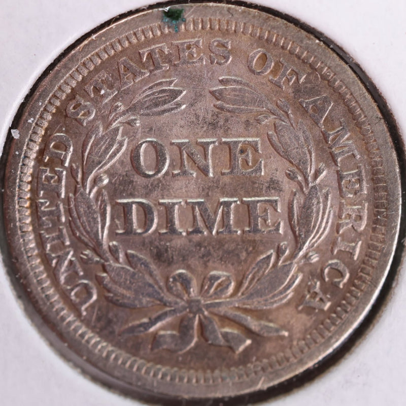 1856 Seated Liberty Silver Dime, Abt Uncirc+ Circulated Coin, Store