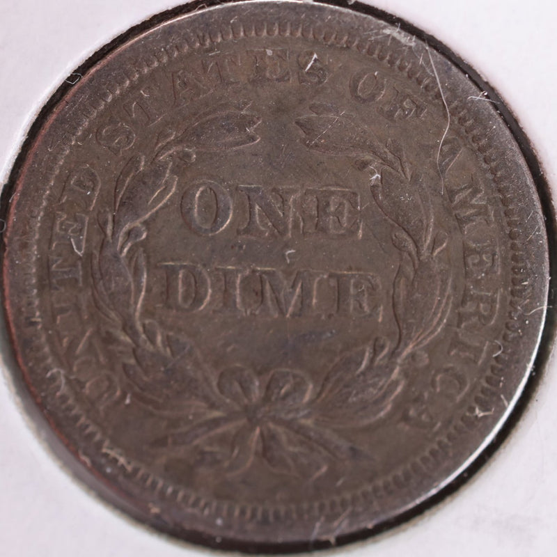 1857 Seated Liberty Silver Dime, Very Fine+ Circulated Coin, Store