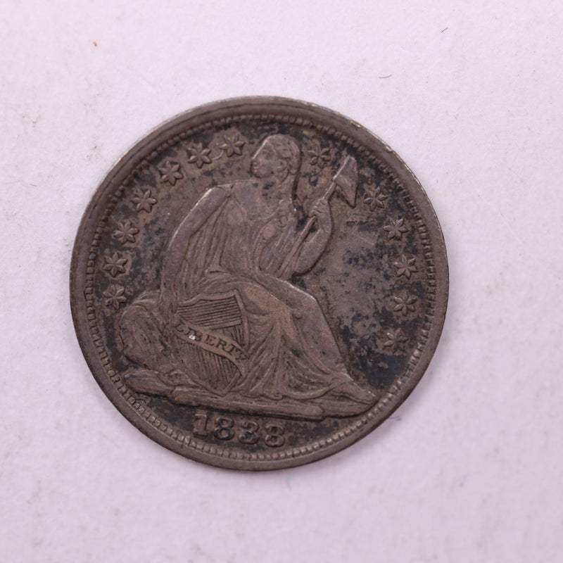 1838 Seated Liberty Half Dime., AU +., Coin., Store Sale