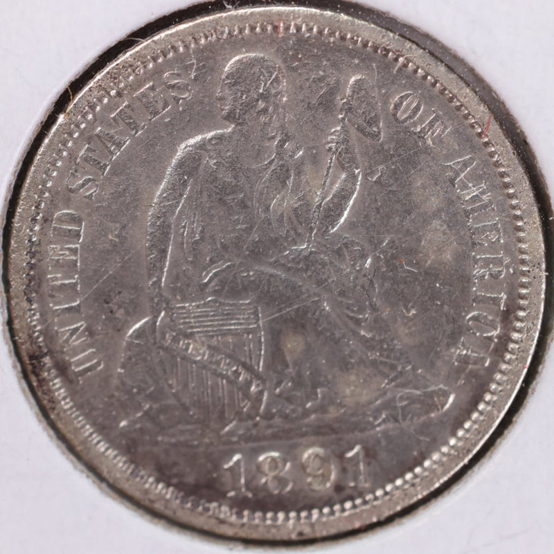 1891-O Seated Liberty Silver Dime, Very Fine Circulated Coin, Store