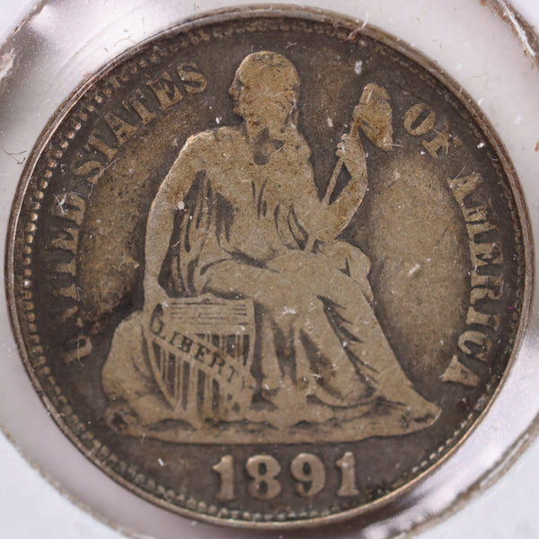 1891-O Seated Liberty Silver Dime, Very Fine Circulated Coin, Store #d891N02