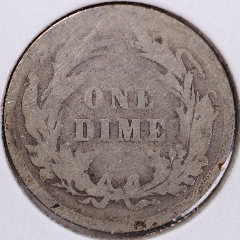 1892 Barber Silver Dime, Abt Good Circulated Coin, Store