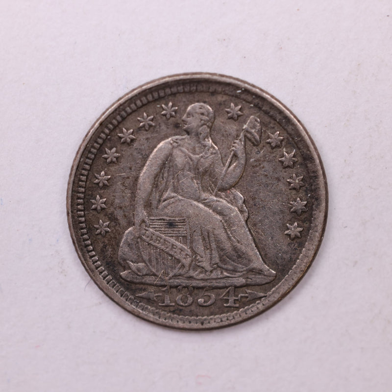 1854 Seated Liberty Half Dime., XZ+. Coin., Store Sale