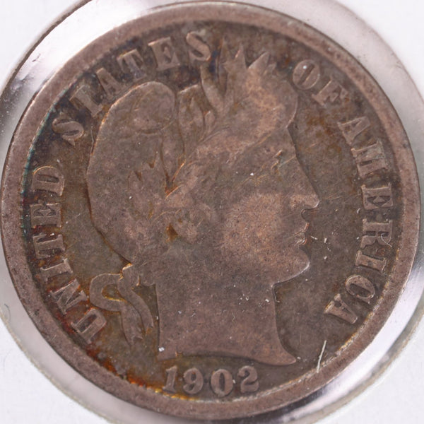 1902 Barber Silver Dime, Very Fine Circulated Coin, Store #d902.01