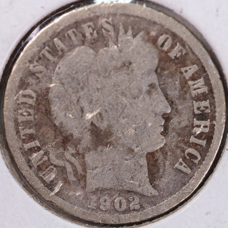 1902 Barber Silver Dime, Very Good Circulated Coin, Store