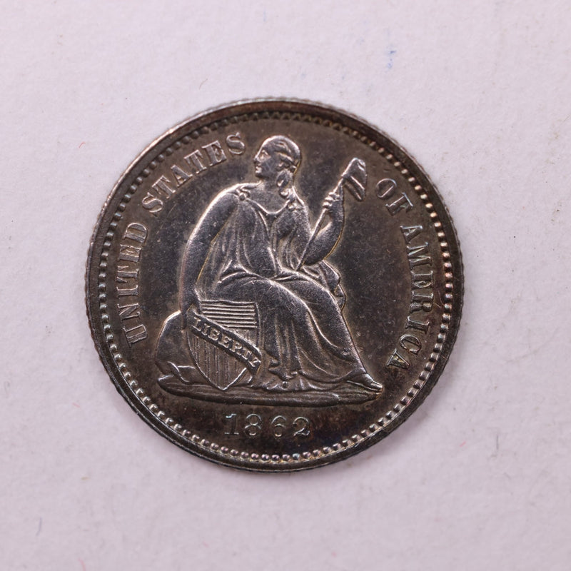 1862 Seated Liberty Half Dime., Mint State., Store Sale