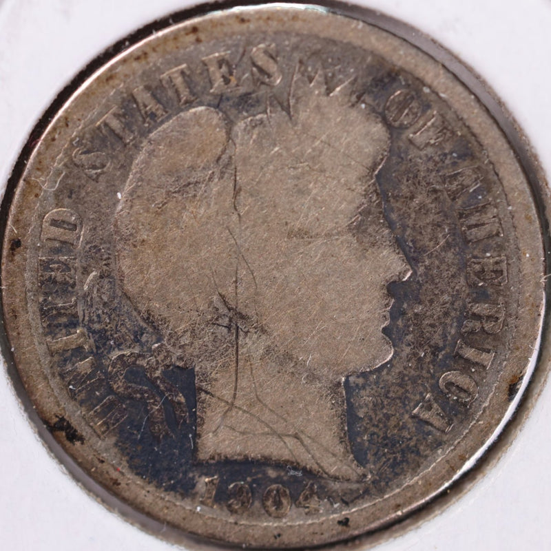 1904-S Barber Silver Dime, Good Circulated Coin, Store