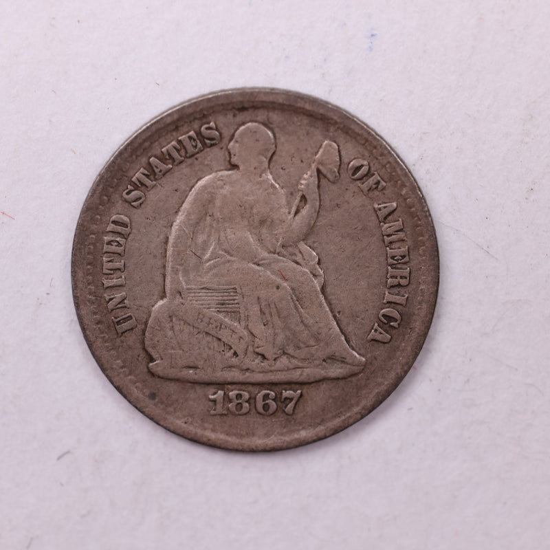 1867-S Seated Liberty Half Dime., X.F., Store Sale