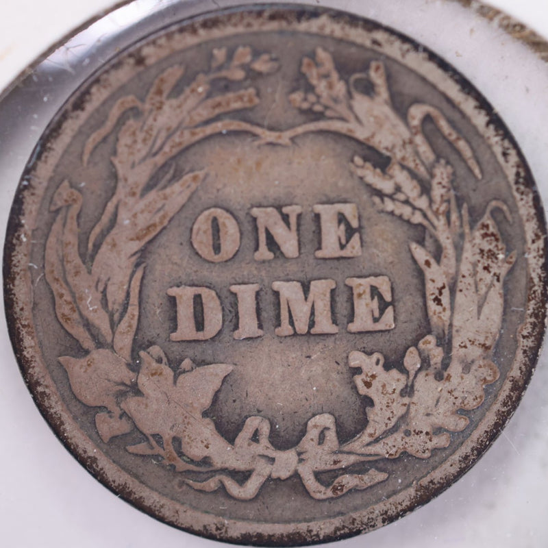 1907 Barber Silver Dime, Very Good Circulated Coin, Store