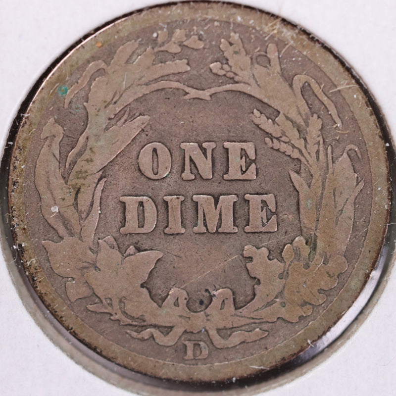 1908-D Barber Silver Dime, Good+ Circulated Coin, Store