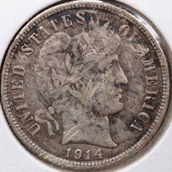 1911 Barber Silver Dime, Very Fine Circulated Coin, Store Sale #d911.03