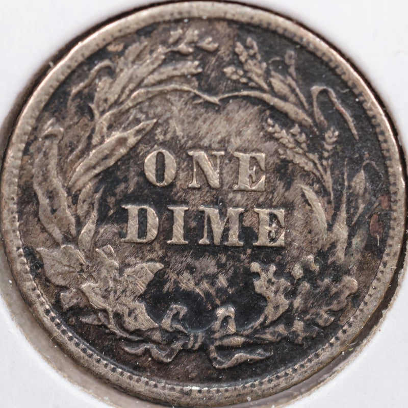 1911 Barber Silver Dime, Very Fine Circulated Coin, Store Sale